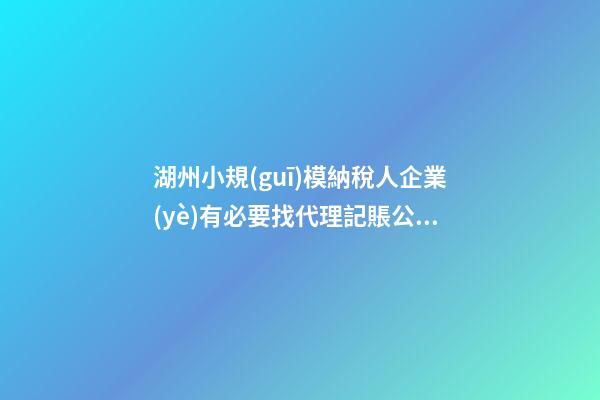 湖州小規(guī)模納稅人企業(yè)有必要找代理記賬公司嗎？